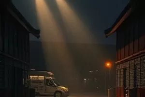 第七码头职场群像封面：夜晚货柜码头与高杆灯