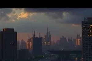 琥珀纪年封面：琥珀色光斑中的时钟齿轮特写